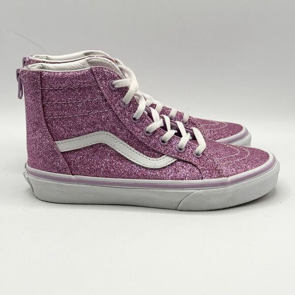 Vans Other - Vans SK8-HI Pink Glitter Back Zip Up Lace Up Sneakers - Kids US 3 / EU 34